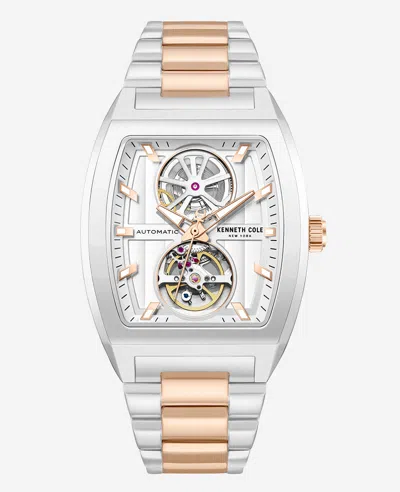 Kenneth Cole Skeleton Automatic Two-tone Stainless Steel Bracelet Watch In Metallic