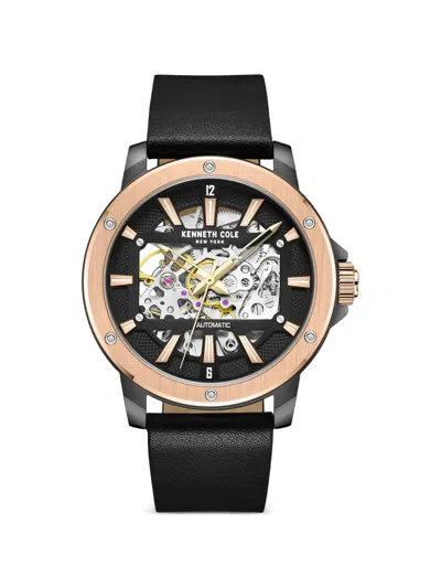 Kenneth Cole Skeleton-dial 44mm Watch In Black