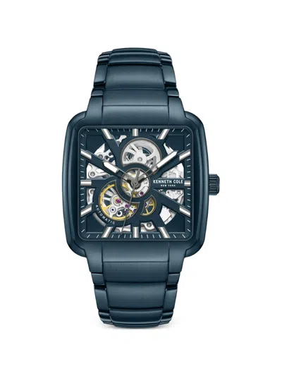 Kenneth Cole Skeleton-dial Square-face 40mm Watch In Blue