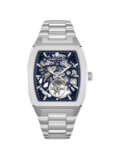 Kenneth Cole Skeleton-dial Tonneau-face 40mm Watch In Metallic