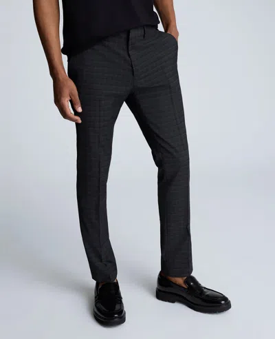 Kenneth Cole Skinny Fit Shadow Plaid Dress Pant In Black