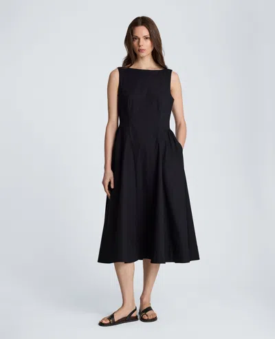 Kenneth Cole Sleeveless Boat Neck Midi Dress In Black