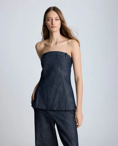 Kenneth Cole Sleeveless Bustier With Belt Loops In Dark Navy Multi