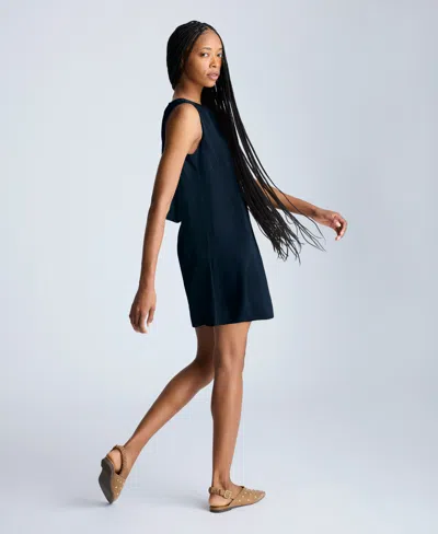 Kenneth Cole Sleeveless Draped Back Shift Dress In Dark Navy