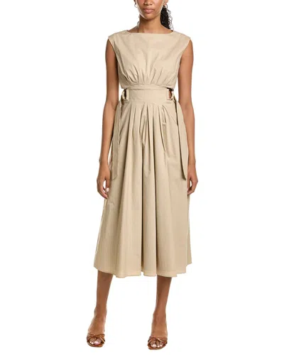 Kenneth Cole Sleeveless D-rings Tie Midi Dress In Neutral