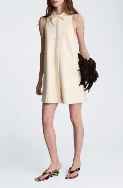 Kenneth Cole Sleeveless Faux Leather Trapeze Minidress In Neutral