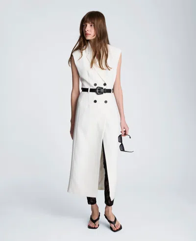 Kenneth Cole Sleeveless Modern Midi Trench Dress In White