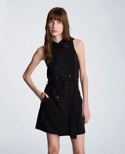 Kenneth Cole Sleeveless Short Trench Dress In Black