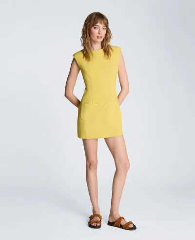 Kenneth Cole Sleeveless Suit Mini Dress With Patch Pocket In Yellow