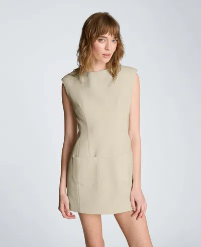 Kenneth Cole Sleeveless Suit Mini Dress With Patch Pocket In Neutral