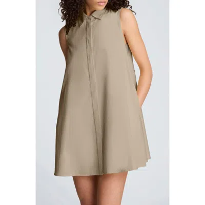 Kenneth Cole Cotton Poplin Sleeveless Trapeze Mini Dress In Brown