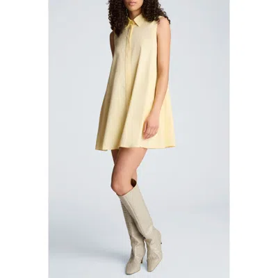 Kenneth Cole Cotton Poplin Sleeveless Trapeze Mini Dress In Gold