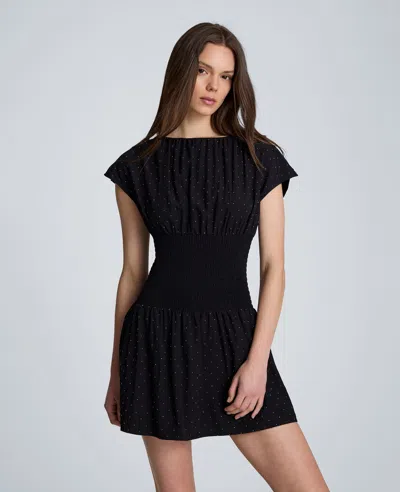 Kenneth Cole Smocked Waist Mini Dress In Black