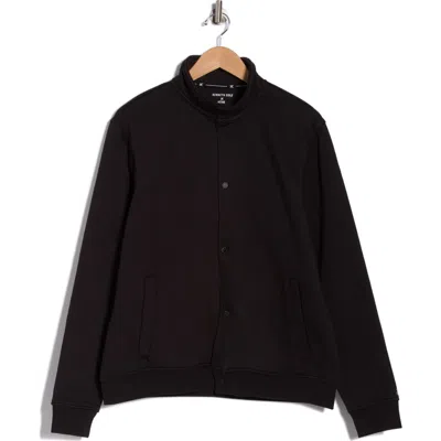 Kenneth Cole Snap Front Fleece Jacket In Black