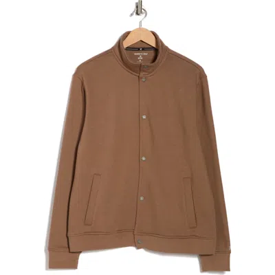 Kenneth Cole Snap Front Fleece Jacket In Brown