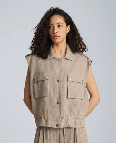 Kenneth Cole Snap Front Jacket With Drawcord Waist In Brown