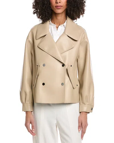 Kenneth Cole Snap Front Short Trench Coat In Brown