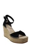 Kenneth Cole Sol Ankle Strap Espadrille Platform Wedge Sandal In Black Suede