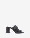 Kenneth Cole Solara Leather Woven Heel Sandal In Dark Brown Leather
