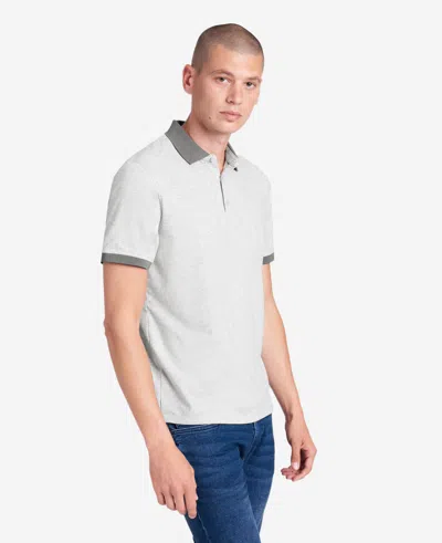 Kenneth Cole Solid Button Placket Polo In Heather Grey
