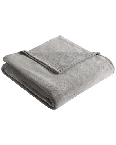 Kenneth Cole Solid Ultra Soft Plush Fleece Blanket In Grey