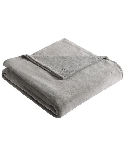 Kenneth Cole Solid Ultra Soft Plush Fleece Blanket In Smoke