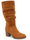 Kenneth Cole Sonia Womens Faux Suede Almond Toe Knee-high Boots In Brown