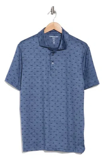 Kenneth Cole Space Dye Golf Print Polo In Blue