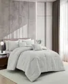 Kenneth Cole Space Dye Grid Comforter Set In White