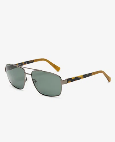 Kenneth Cole Square Metal Navigator Sunglasses In Gunmetal