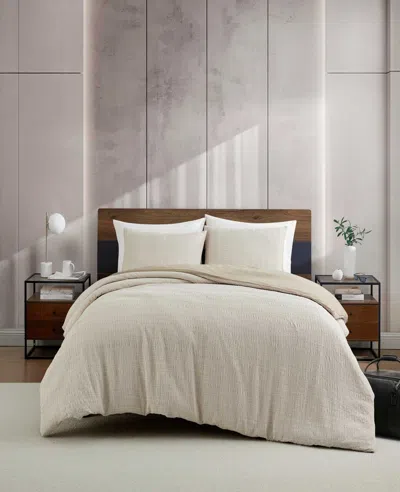 Kenneth Cole Stitched Gauze Comforter Set In White