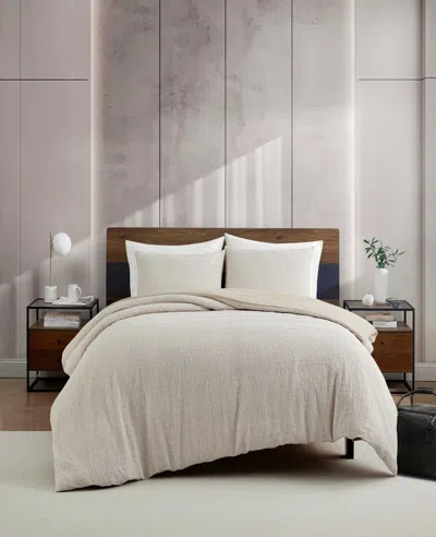 Kenneth Cole Stitched Gauze Duvet Set In White