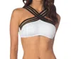 Kenneth Cole Stompin Stilettos Sporty High Neck Bikini Top In White In White