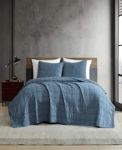 Kenneth Cole Stonewashed Quilt Set In Blue