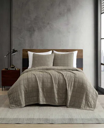 Kenneth Cole Stonewashed Quilt Set In Brown