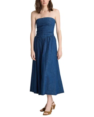 Kenneth Cole Bustier Strapless Denim Maxi Dress In Blue