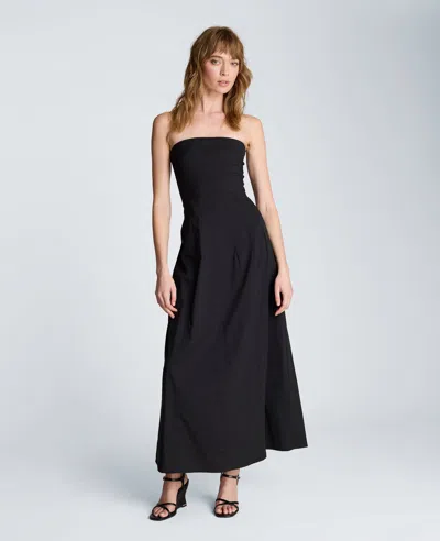 Kenneth Cole Strapless Stretch Poplin Maxi Dress In Black
