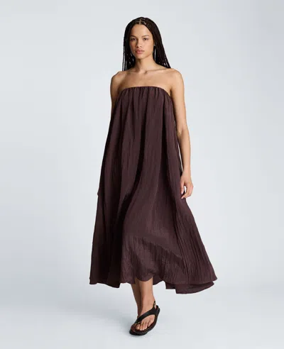 Kenneth Cole Strapless Maxi Dress In Brown