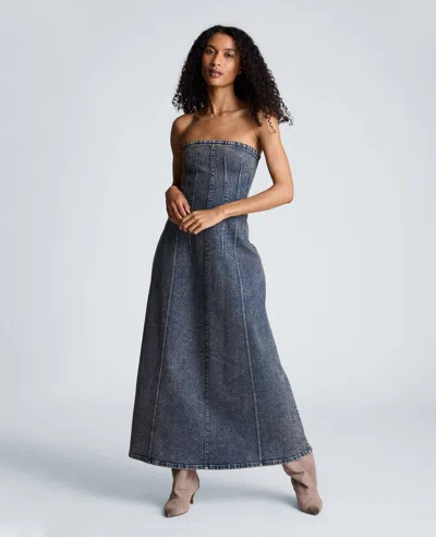 Kenneth Cole Strapless Maxi Dress With Smocking In Sand Dune Wash