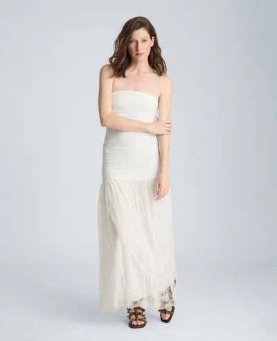 Kenneth Cole Strapless Mesh Maxi Dress In White