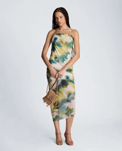 Kenneth Cole Strapless Ruched Dress In Multi