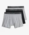 Kenneth Cole Stretch Boxer Briefs 3-pack In Black,heather Char-cole