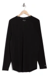 Kenneth Cole Stretch Cotton Long Sleeve Activewear T-shirt In Black