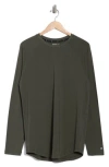Kenneth Cole Stretch Cotton Long Sleeve Activewear T-shirt In Green