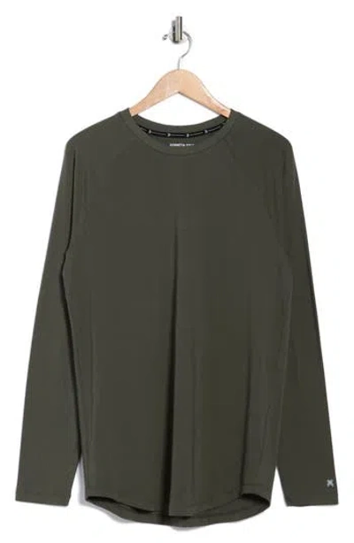 Kenneth Cole Stretch Cotton Long Sleeve Activewear T-shirt In Green