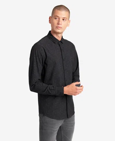 Kenneth Cole Stretch Print Button-down Shirt In Brown