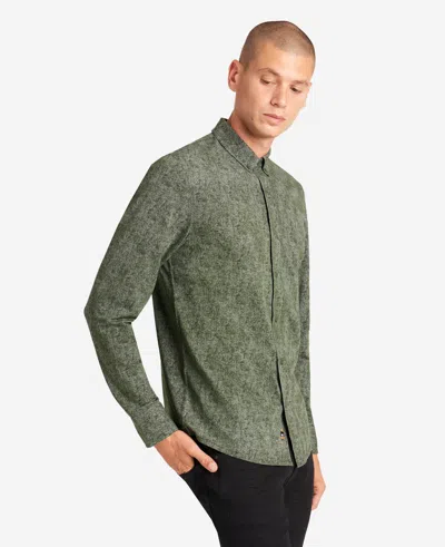 Kenneth Cole Stretch Print Button-down Shirt In Green