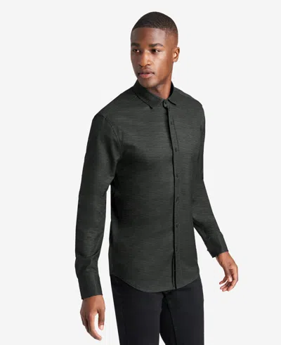 Kenneth Cole Stretch Print Button-down Shirt In Black