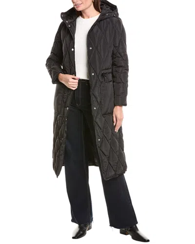 Kenneth Cole Stretch Stadium Length Puffer Coat In Black