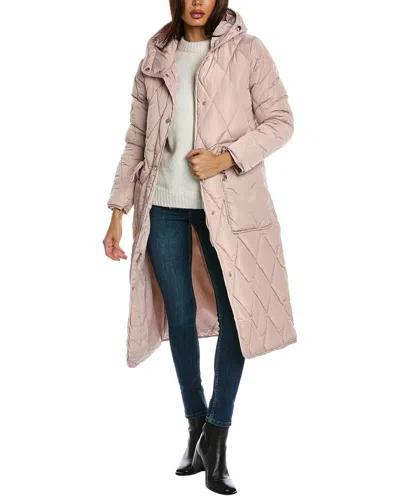 Kenneth Cole Stretch Stadium Length Puffer Coat In Neutral